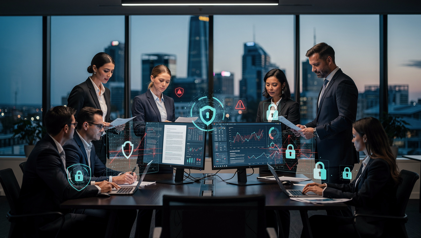 Datatech Solutions cybersecurity dashboard monitoring financial data protection for a Perth professional services firm