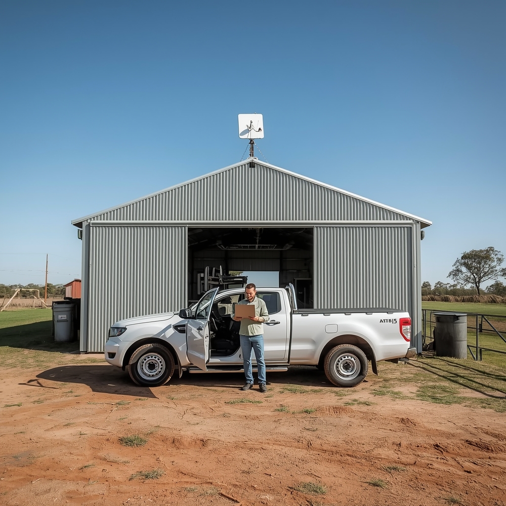 Starlink satellite installation providing high-speed internet to a remote WA sheep station homestead